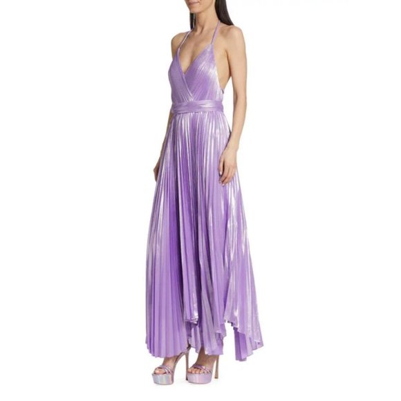 Alice + Olivia Dresses & Skirts - NEW Alice + Olivia Size 8 Women's Arista Lamé Halterneck Gown - Solstice